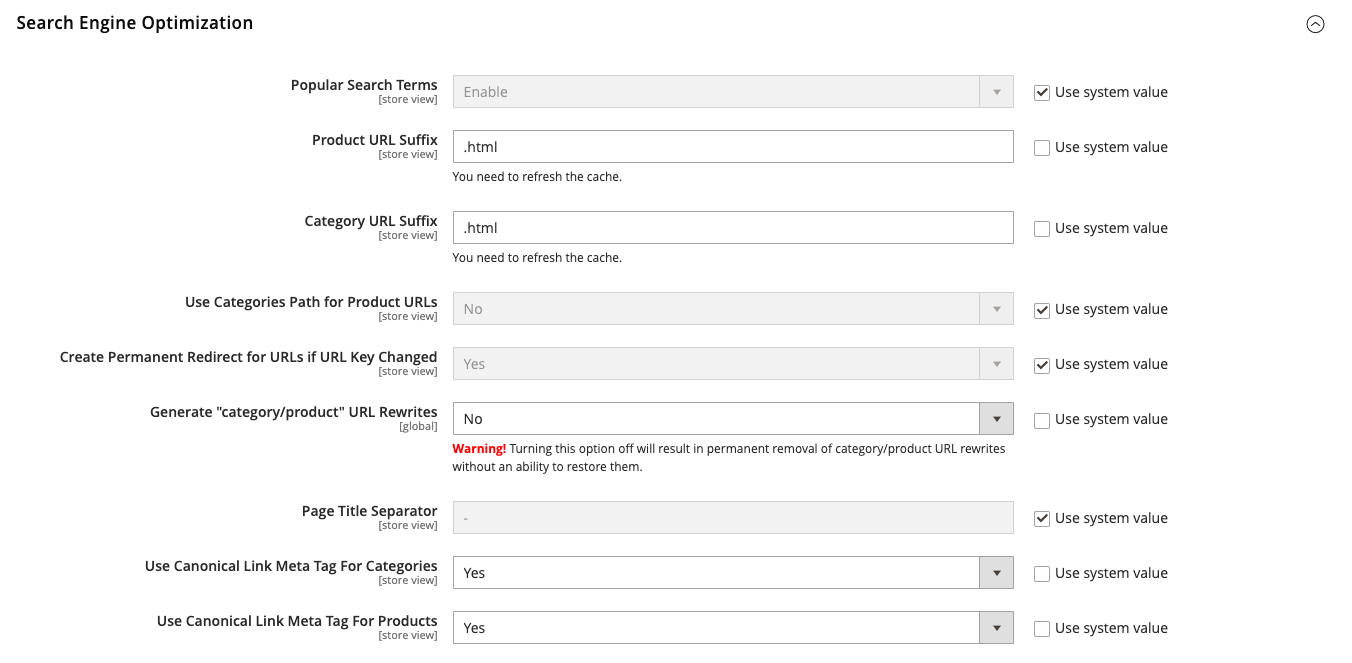 Example of Canonical Tag Setup on Magento